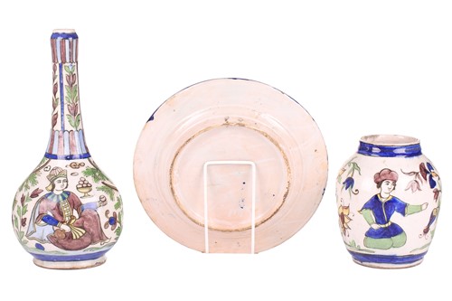 Lot 124 - A Persian fritware bottle vase, probably late...