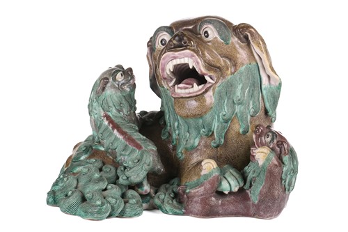 Lot 120 - A large Chinese stoneware, Shiwan-type Dog of...