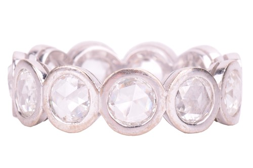 Lot 217 - A rose-cut diamond full eternity ring,...