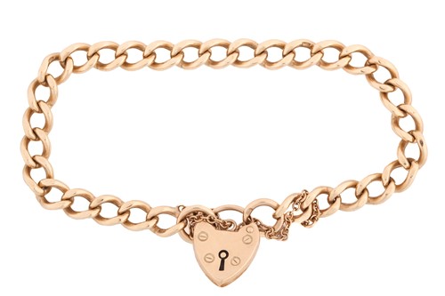 Lot 99 - A curb link gate bracelet, with padlock clasp,...