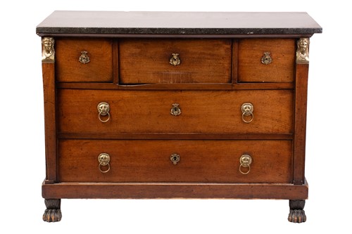 Lot 148 - A French Empire mahogany secretaire commode,...