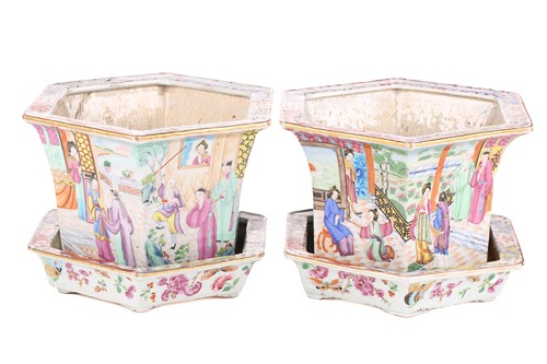 Lot 134 - A pair of Chinese famille rose cache pots, of...