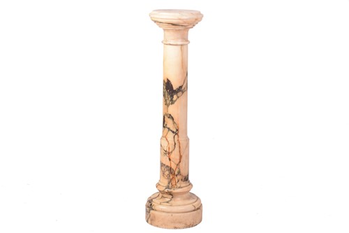 Lot 194 - A white and grey marble cylindrical column,...