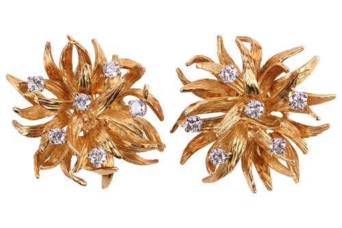Lot 244 - Alan Gard - a pair of Modernist diamond-set...