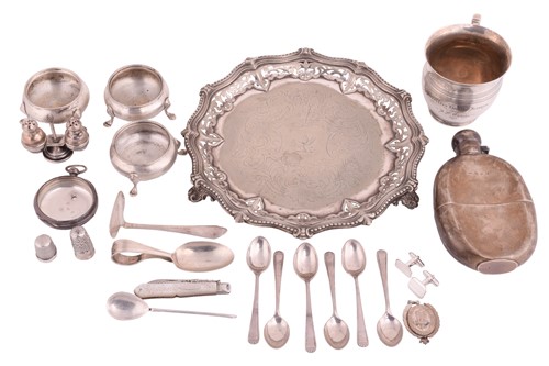 Lot 413 - A collection of silver and plate comprising a...