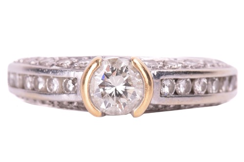 Lot 97 - A diamond solitaire ring, set with a round...