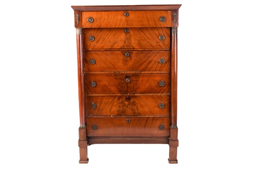 Lot 130 - A French Louis Philipe flame grain mahogany...
