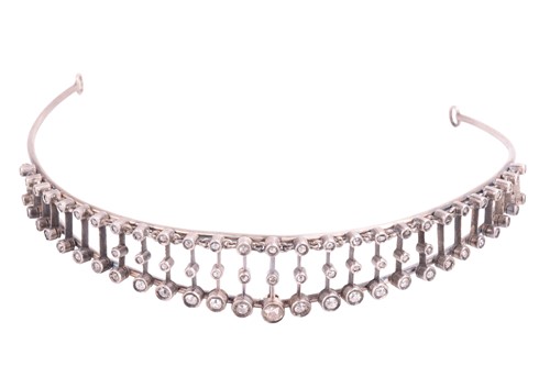 Lot 95 - A diamond tiara convertible to fringe necklace,...