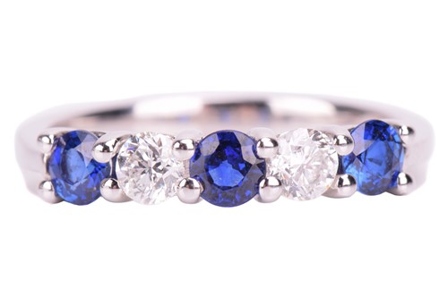 Lot 71 - A sapphire and diamond five-stone ring in 18ct...