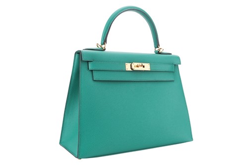 Lot 322 - Hermès - a Kelly Sellier 28 in Vert Jade Epsom...