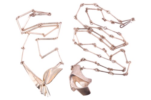 Lot 306 - Lapponia - two silver necklaces in silver;...