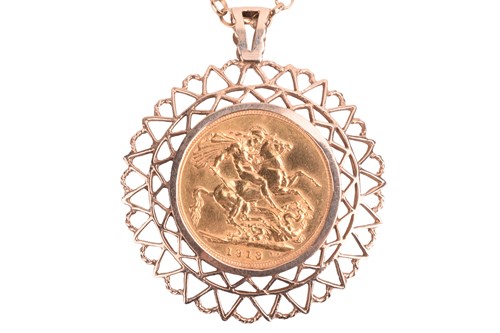 Lot 308 - A full 1913 George V Sovereign unsoldered in...