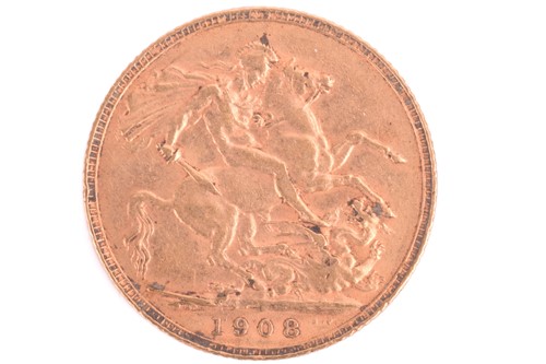 Lot 318 - A 1908 Edward VII Full Sovereign, circulated.