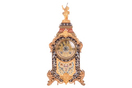 Lot 205 - A Louis XV style ormolu and champleve enamel...