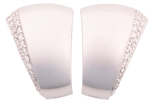 Lot 126 - A pair of diamond-set hoop earrings, with a...