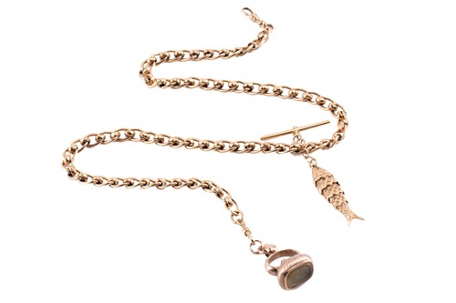 Lot 52 - A fancy link fob chain with hallmarks for 9ct...