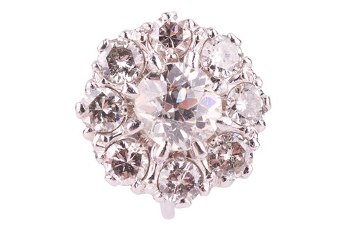 Lot 3 - A single diamond set flower cluster earring,...