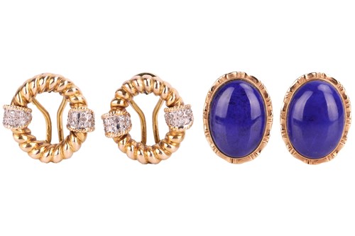 Lot 127 - A pair of diamond-set earrings and another...