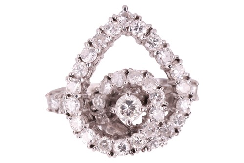 Lot 128 - A diamond-set entwined heart ring, featuring...