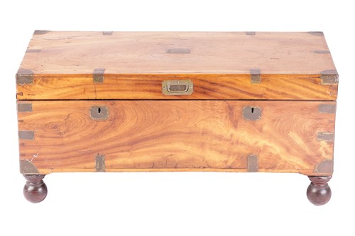 Lot 134 - A Victorian brass-bound teakwood campaign...
