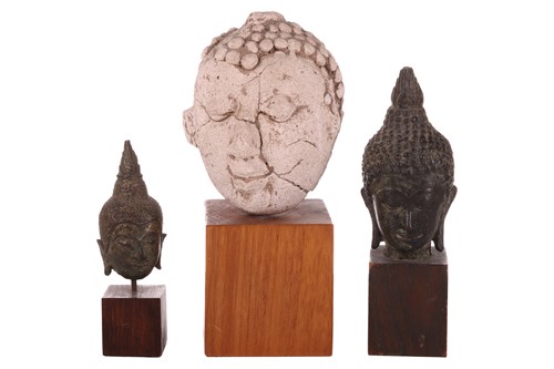 Lot 101 - A Thai bronze Buddha's head, Probably Sukothai...