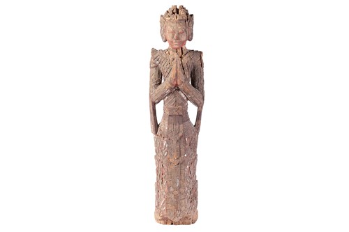 Lot 38 - A large Burmese carved wood and mirror set...