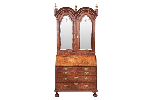 Lot 138 - A composite Queen Anne figured walnut double...