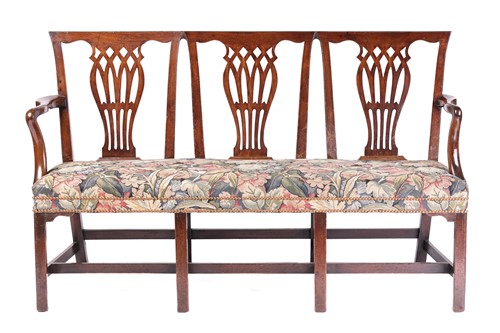 Lot 133 - A George III mahogany triple chair back hall...