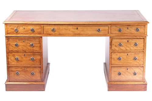 Lot 146 - A Victorian mahogany twin pedestal kneehole...