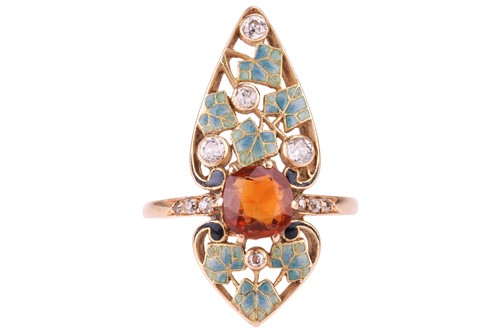 Lot 1 - Henri Dubret - an Art Nouveau gem-set foliage...