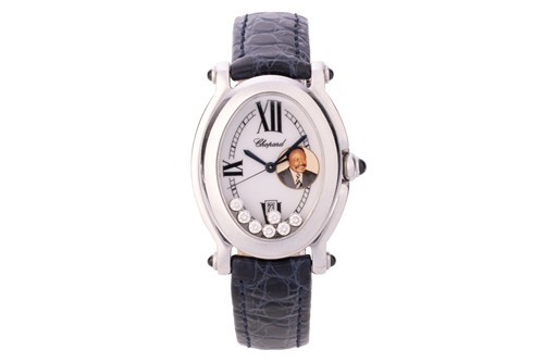 Lot 164 - A Chopard Happy Sport Oval Stainless Steel...