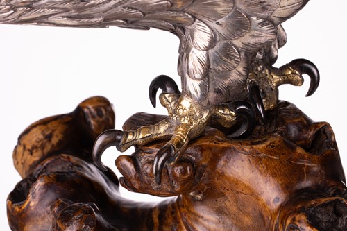 Lot 235 - Genryusai Seiya; a Japanese silvered bronze...