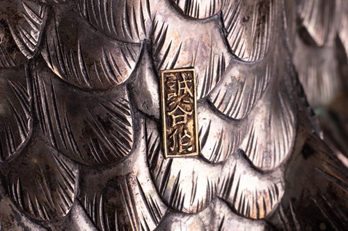 Lot 235 - Genryusai Seiya; a Japanese silvered bronze...