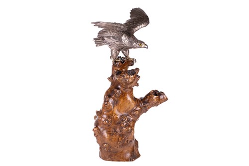 Lot 235 - Genryusai Seiya; a Japanese silvered bronze...