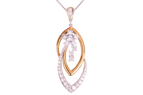 Lot 112 - A diamond pendant with a stylised linear...