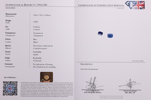 Lot 203 - A Victorian Kashmir Sapphire (with no...