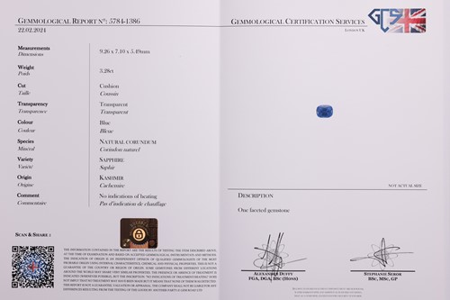Lot 203 - A Victorian Kashmir Sapphire (with no...
