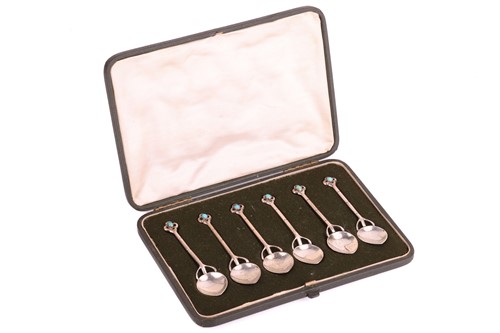 Lot 298 - An Edwardian set of six silver coffee spoons...