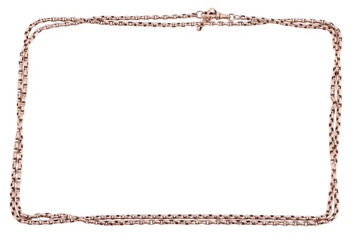 Lot 74 - A long guard chain terminated with two swivel...