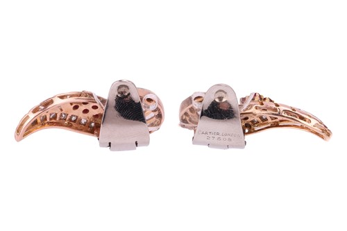 Lot 172 - Cartier - a matched pair of ruby and diamond...