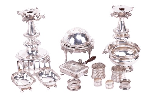 Lot 268 - A pair of Victorian silver candlesticks with...