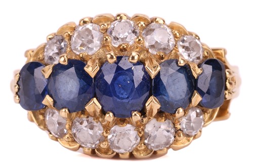 Lot 22 - A sapphire and diamond dress ring, designed as...