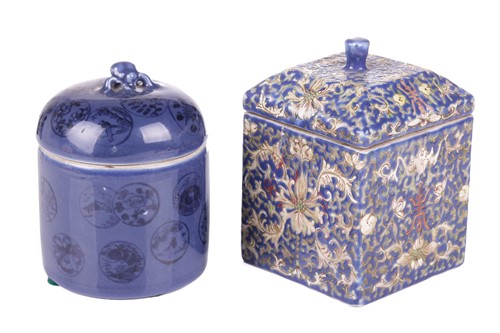 Lot 37 - A Chinese cylindrical porcelain wine warmer...