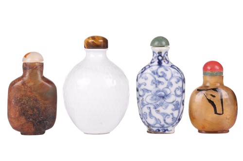 Lot 24 - A Chinese brown variegated jade snuff flask...