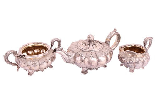 Lot 322 - A George IV silver three-piece tea service of...