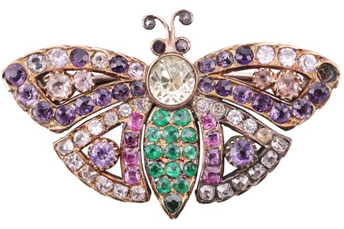 Lot 6 - A late Victorian gem-set butterfly brooch,...