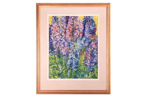 Lot 98 - Sir Jacob Epstein (1880 - 1959), Delphiniums,...