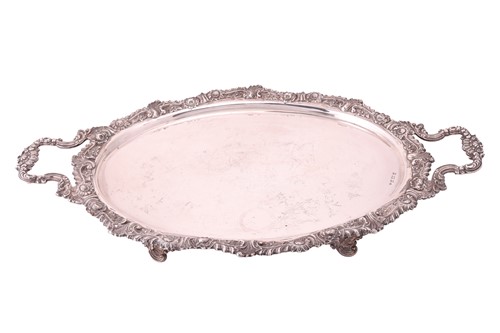 Lot 296 - An Edwardian silver two handled tray, oval...