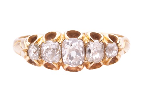 Lot 5 - An old cut diamond five stone ring, set with a...