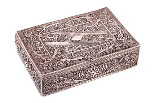 Lot 318 - An Indo-Portuguese filigree white metal...